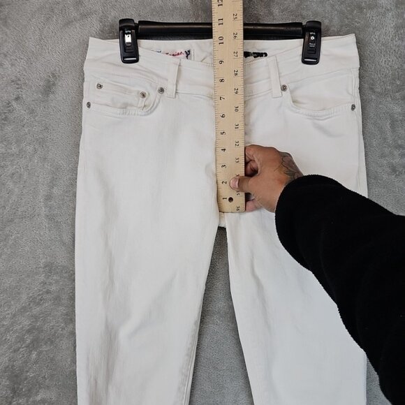 Red Engine Viper Skinny Crop Jeans Womens Size 29 White Stretch Y2K Made In USA - Picture 9 of 13